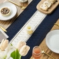 thumbnail image 4 of Sm:)e Boho Macrame Dark Blue Farmhouse Table Runner 12x108 Inch, Seasonal Hollow Kitchen Dining Table Decoration for Home Party Decor, 4 of 7