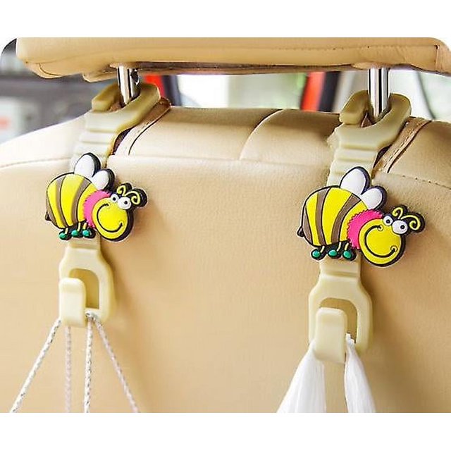 4pcsBees Lindo Gancho de Almacenamiento para Coche Creativo Multifunción Gancho para Asiento Trasero de Coche