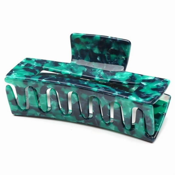 QinGoo Large Rectangle Hair Claw Clip for Thick Hair Strong Hold Women Hair Accessory 1 Count, 4.1 inch, Green