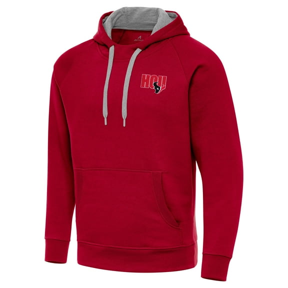 Men's Antigua Red Houston Texans Victory Pullover Hoodie
