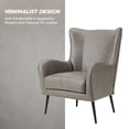 thumbnail image 5 of Faux Leather Armchair with Removable Cushion Contemporary Wingback Accent Chair for Living Room Bedroom Grey, 5 of 10