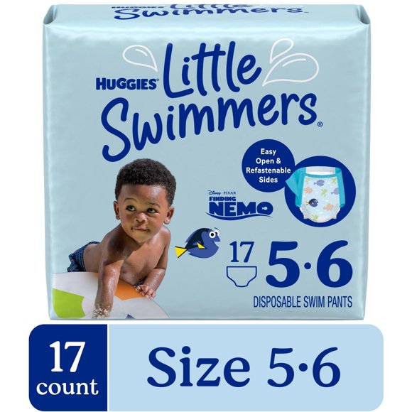 Huggies Little Swimmers Disposable Swim Diapers, Size 5-6 (32+ lbs), 17 Ct