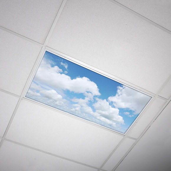 OCTO LIGHTS Fluorescent Light Covers for Classroom Office - Eliminate Harsh Glare Causing Eyestrain and Headaches. Office & Classroom Decorations - Cloud 002