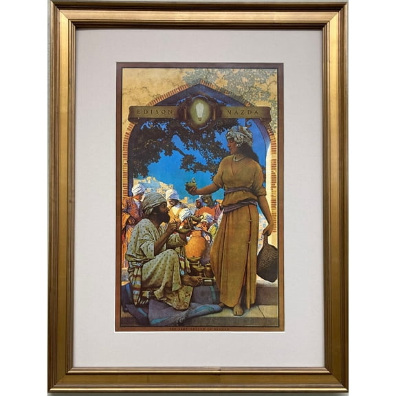 Maxfield Parrish "Lamp Seller of Bagdat" CUSTOM FRAMED Art Print Time Generic