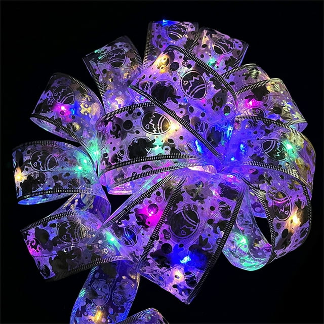 EGNMCR Easter Decorations For The Home Easter Decor Easter Decoration LED Ribbon Lights Easter Tree Ornaments DIY Lace Bow String Lights Decoration Easter Decorations