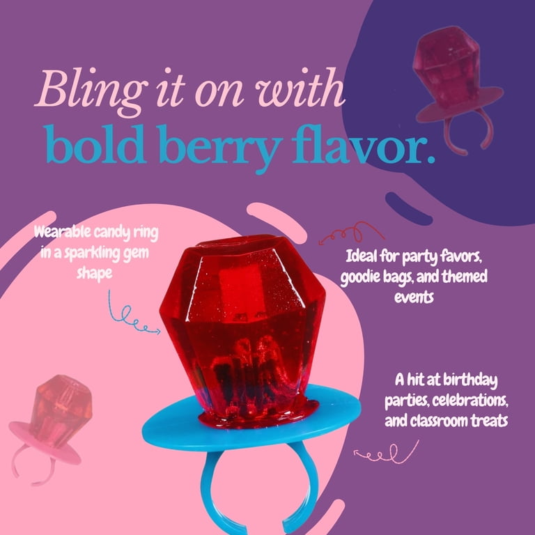 2) Ring Pop Berry Bling, 1 oz Bag with 3 Candy Gem Pops, Wearable