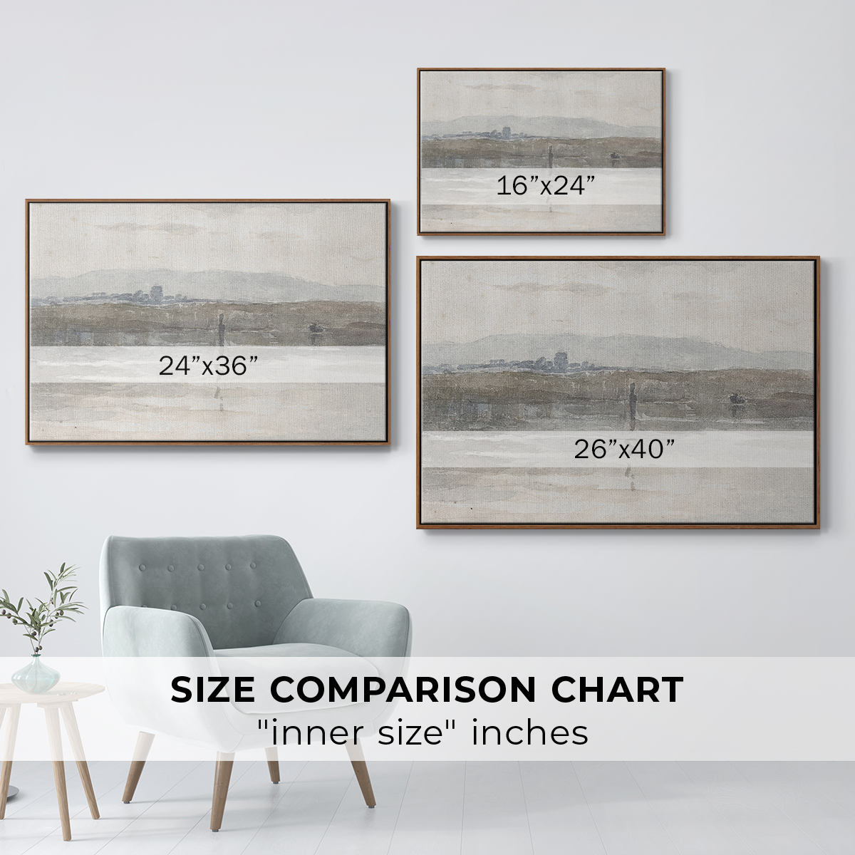 Vintage Landscape-CCCXL By Wexford Home Framed in Walnut Wood Gallery Wrapped Canvas 27 in. x 41 in.