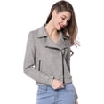 thumbnail image 1 of INSPIRE CHIC Women Short Soft Zip Up Faux Suede Biker Moto Jacket, 1 of 6