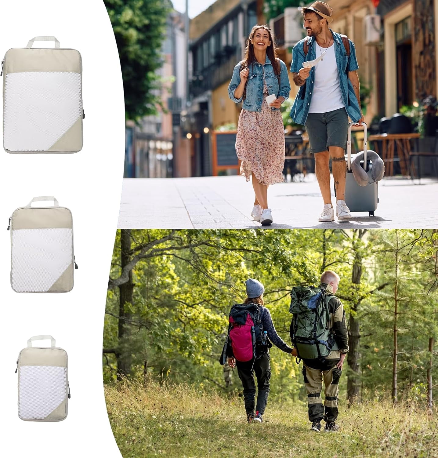 XiHAMA 3pcs Compression Packing Cube for Suitcases Lightweight Luggage Organizers Bag Travel Essentials Compression Bags for Carry on Suitcases