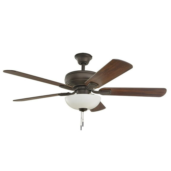 Hampton Bay Rothley II 52 in. Indoor LED Bronze Ceiling Fan with Light Kit, Downrod, Reversible Motor and Reversible Blades