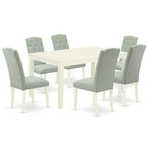 East West Furniture Dining Room Set Linen White, CACE7-LWH-15