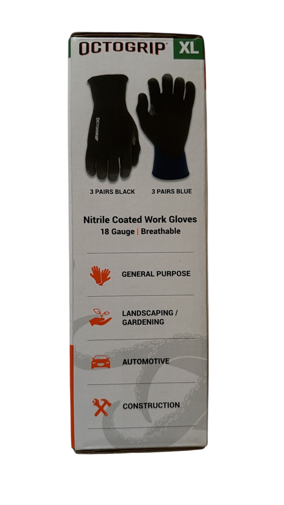 Octogrip Nitrile Coated Work Gloves, 6 Pairs, X-Large