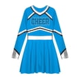 thumbnail image 6 of Miutii Kids Glittery Letter Printed V Neck Dress High School Girls Cheerleading Dance Dresses Sky Blue 10, 6 of 9