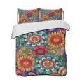 thumbnail image 2 of Quilts Full Size, Boho Teal Flower Soft Comforter Bedding Set for Bed, Spring Bohemia Chic Red Yellow Floral Lightweight Quilted Bedspread with Pillow Cover(2 Pieces) for All Season, 78x90 Inch, 2 of 6