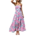 thumbnail image 1 of Seyurigaoka Women's Summer Chest Wrap Sexy Backless Tied Dress Off Shoulder Boho Floral Beachwear Dress, 1 of 7