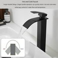 thumbnail image 2 of Bokaiya Black Tall Waterfall Bathroom Faucet Vessel Sink Faucet Single Handle One Hole Stainless Steel Deck Mount Hot and Cold Water Mixer Tap with Hoses, 2 of 6