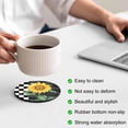 thumbnail image 3 of Sunflower Coasters Set of 6, Absorbent Coasters for Drinks, Yellow Floral Black White Plaid Watercolor Coaster for Desk Coffee Table Protection, Home Decor House Warming Gifts 4", 3 of 8