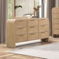 thumbnail image 2 of Furniture of America Riven Arched Solid Wood 9-Drawer Dresser, Natural, 2 of 12