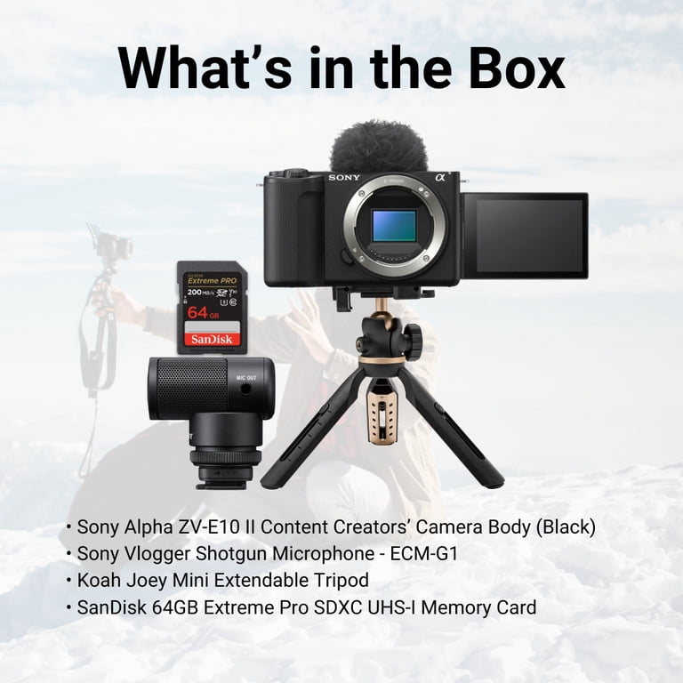 Sony Alpha ZV-E10 II Content Creators' Camera Body (Black) Bundle