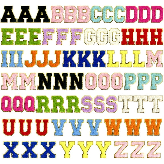 78pcs Chenille Letter A-Z Self-Adhesive Patches - Multicolor Alphabet Letters for Hats, Jackets, Jeans & Clothes - Durable Fabric DIY Craft Supplies