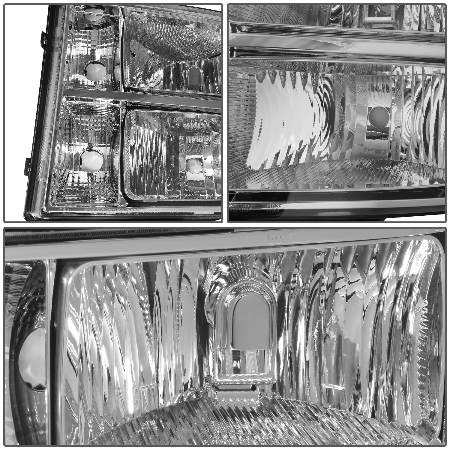 DNA Motoring For 07-14 GMC Sierra 1500 2500 3500 HD Chrome Amber Corner Headlight Lamps Pair
