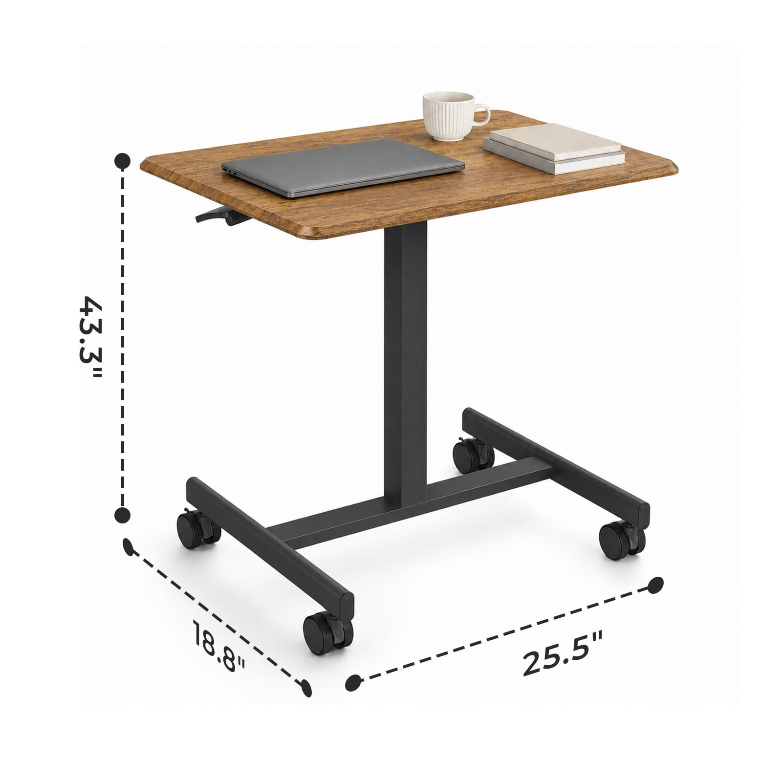 Alvantor Mobile Rolling Desk with Wheels Adjustable Height, Portable Rolling Laptop Desk with 2 Lockable Wheels, Adjustable Height Computer Workstation for Home Office