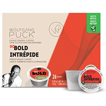 Wolfgang Puck Coffee Single Serve Capsules, French Roast, Compatible With Keurig K-Cup Brewers, Go Bold, 24 Count