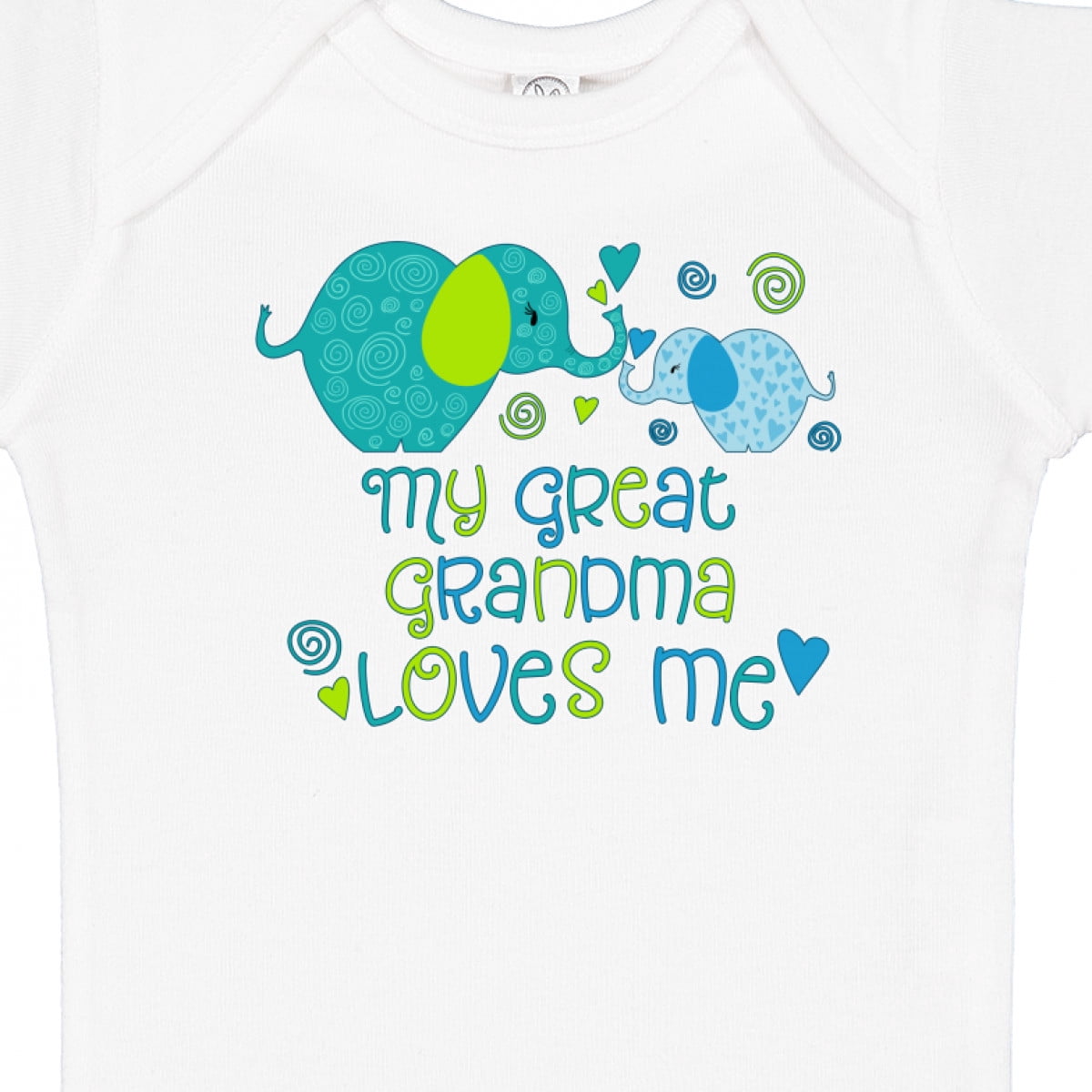 Inktastic My Great Grandma Loves Me Cute Elephants Boys or Girls Baby Bodysuit