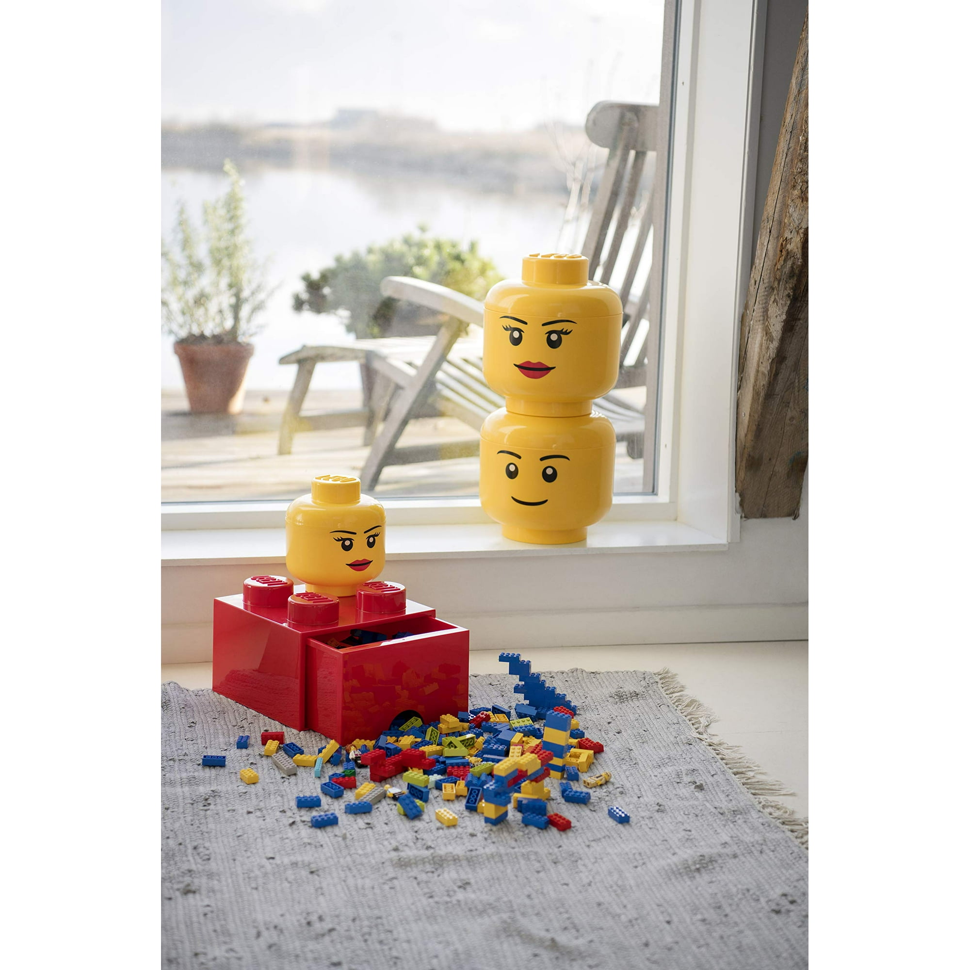 Room Copenhagen Lego Storage Head Stackable Storage Solution Holds up to 500 Building Bricks Large Silly Walmart