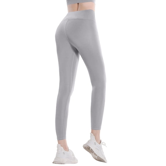 Seamless Leggings for Women - Scrunch Butt Lifting No Front Seam Mid Waist Squat Proof Active Workout Gym Yoga Pants Light Gray M