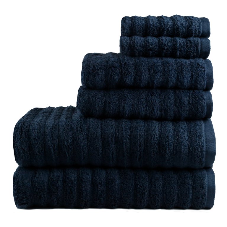 Mainstays Performance Textured Bath Towel 6-Piece Set, Blue Linen