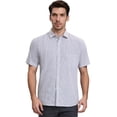 thumbnail image 2 of DARING DIVA Men's Plaid Short Sleeved Button Down Business Checked Dress Shirt XL Gray, 2 of 6