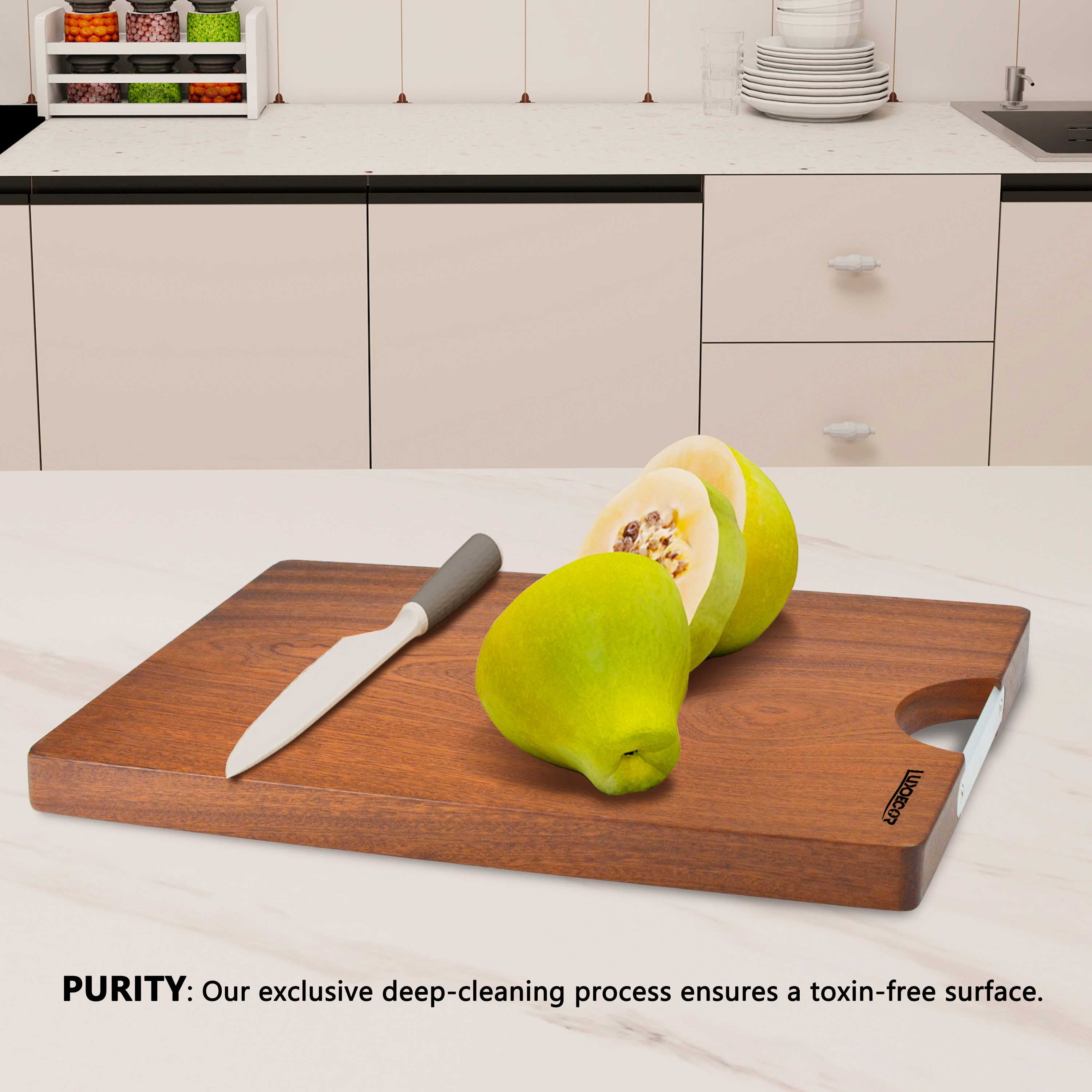 Real Solid Wood Cutting Board- Single Piece Wooden Cutting Board No Splicing&Glue, Sapele Wood Cutting Boards Of 17.7 * 11 .8* 1.2 in Heavy Duty