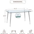 thumbnail image 3 of StnTalk 51" Minimalist Glass Dining Table, Modern Tempered Glass Top Kitchen Table with Silver Metal Legs, Space-Saving Desk for Small Spaces, Apartment & Home Office, 3 of 7