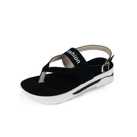 

Tenmix Ladies Casual Shoes Summer Wedge Sandals Beach Thong Sandal Platform Flip Flops Womens Thick Sole Fashion Black 10