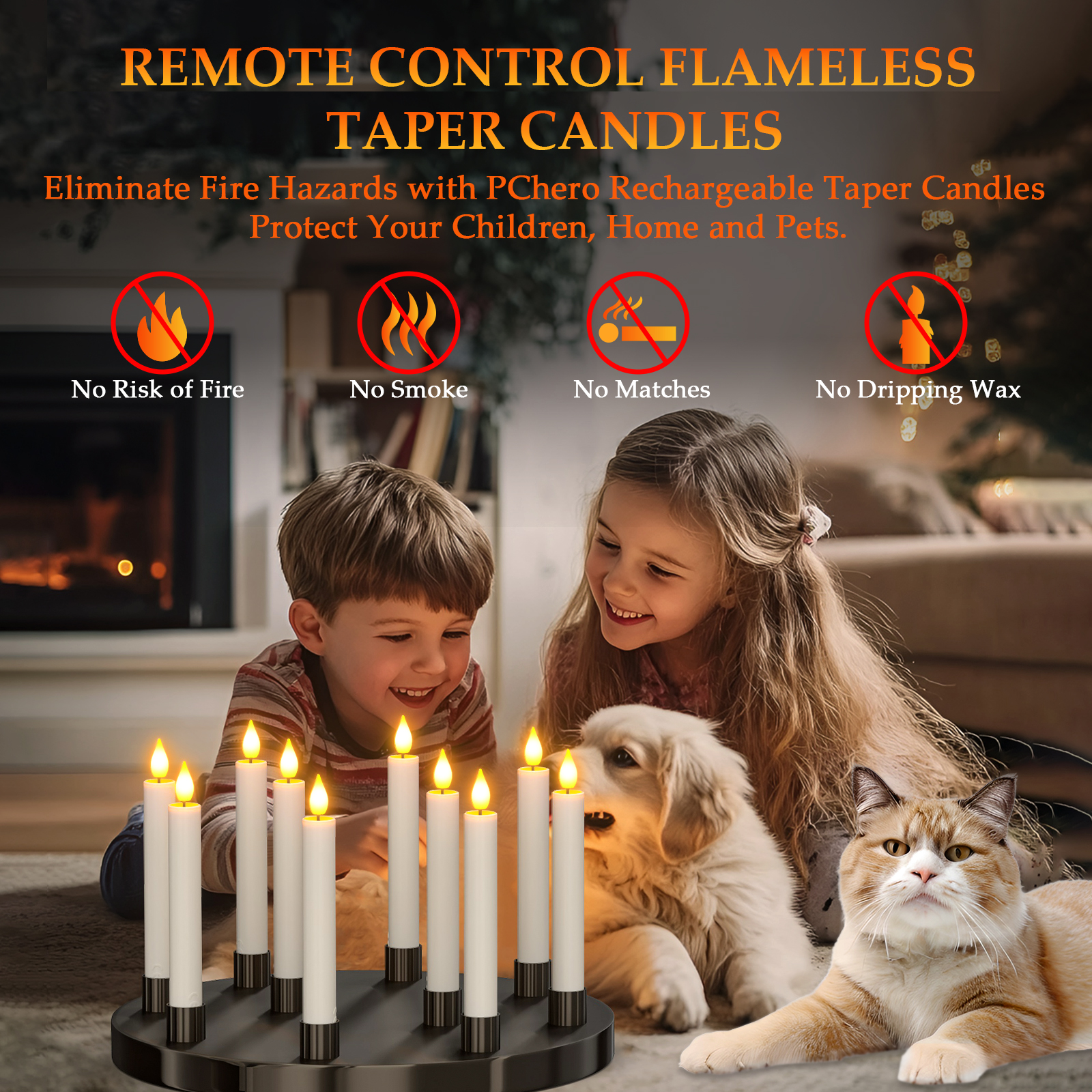 PChero Rechargeable Flameless LED Taper Candles, 10pcs photo 6