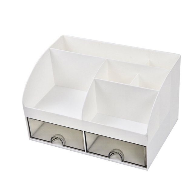 relayinert Makeup Organizer Open Wide Application Fluent Line Sundries Makeup Products Storage Box Desktop White 1Set
