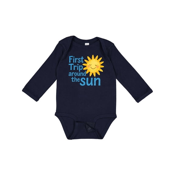 Inktastic First Trip Around the Sun Sunny Birthday Boys or Girls Long Sleeve Baby Bodysuit
