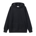 thumbnail image 1 of Solid color hooded cordless loose sweatshirt for men, autumn and winter heavyweight retro casual versatile pullover sweatshirt for women, 1 of 4