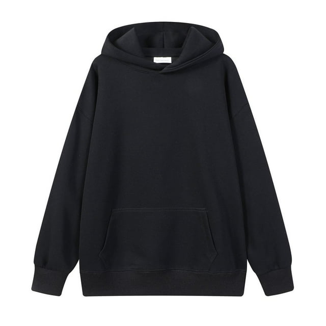 Solid color hooded cordless loose sweatshirt for men, autumn and winter heavyweight retro casual versatile pullover sweatshirt for women