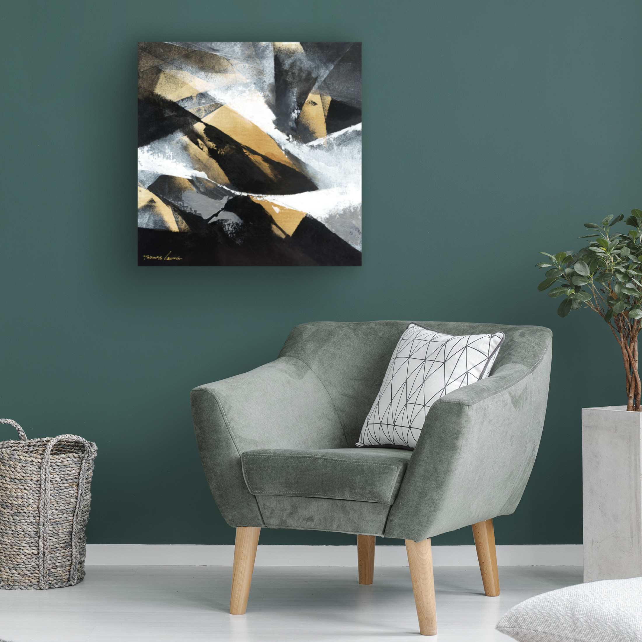 Canvas Wall Art - Thomas Leung 'Gold Fusion 1' Wall Art for Living Room, Bedroom, or Office Décor by Trademark Fine Art - 35 x 35 Inches