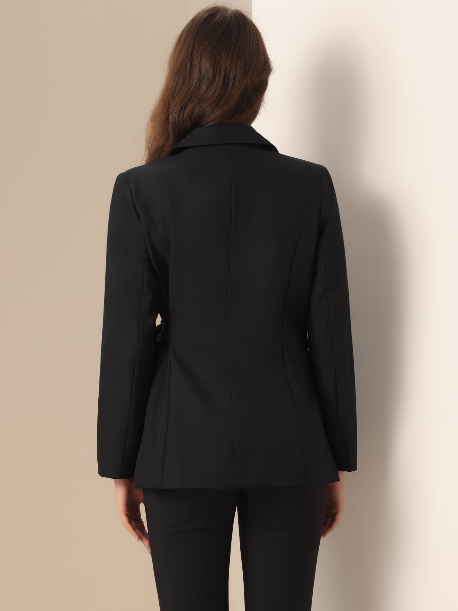 DARING DIVA Women's Belted Lapel Long Sleeve Work Office Wrap Blazer Jacket XL Black