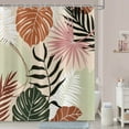 thumbnail image 2 of Boho Abstract Shower Curtain, Terracotta Green Beige Mid Century Abstract Tropical Leaf Geometric Bohemian Bathroom Curtain Waterproof Fabric Machine Washable with 12 Hooks, 2 of 5