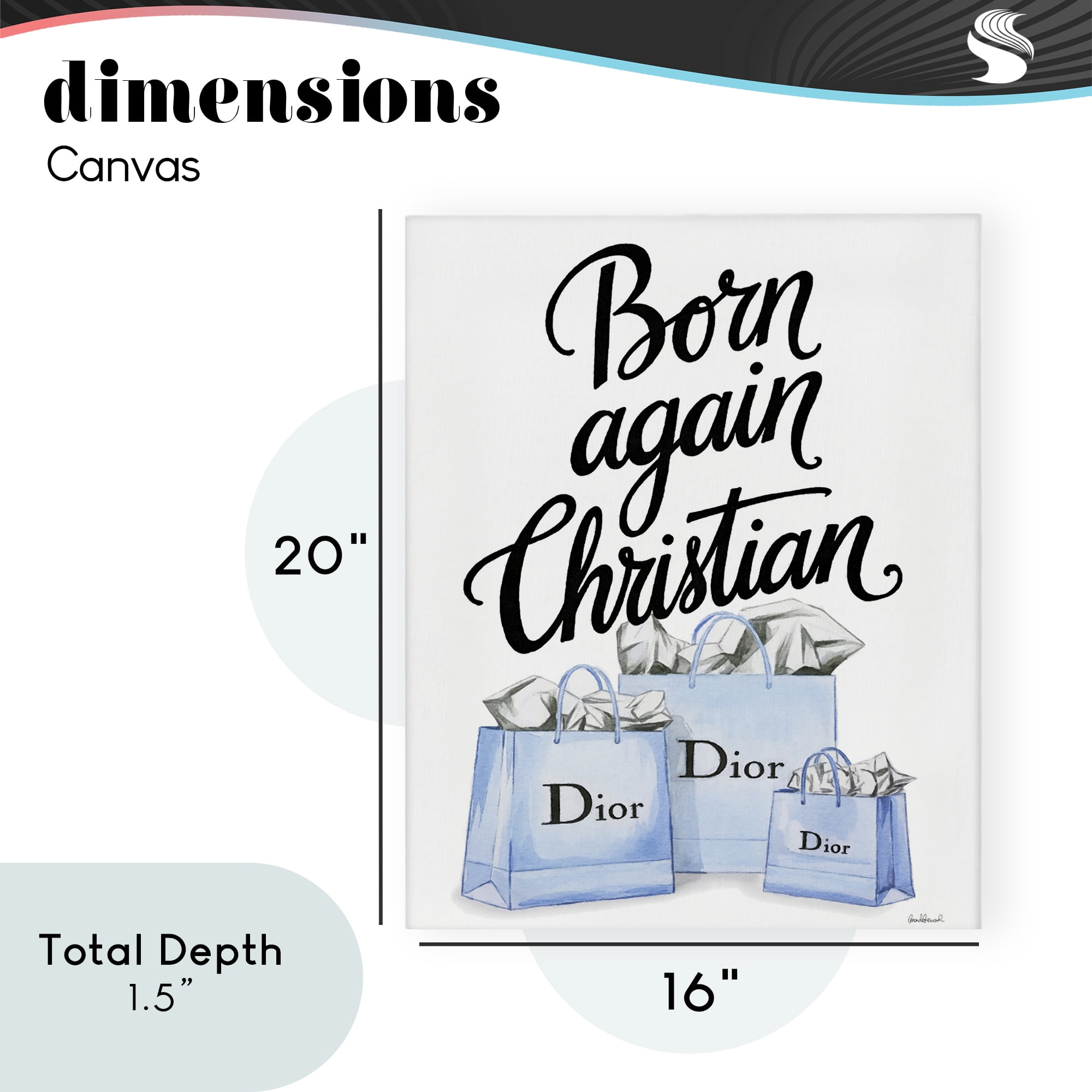Glam Bags Born Again Christian Canvas Wall Art, design by Amanda Greenwood