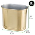 thumbnail image 3 of mDesign Small Metal Oval 2.5 Gallon Bathroom Trash Can Wastebasket, Soft Brass, 3 of 6