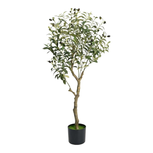 Olivo artificial con maceta, hojas verdes, 1,2 m, ideal para oficina, interior y hogar. Estilo B