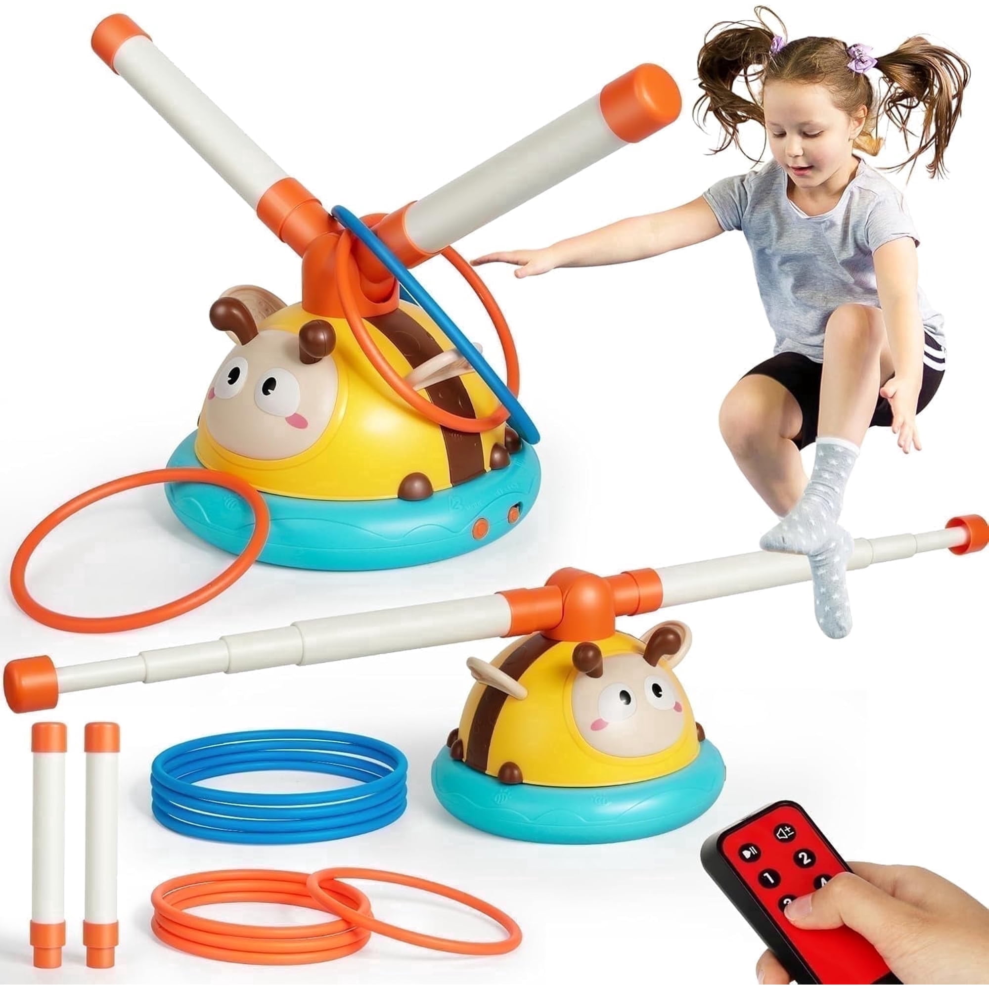 Outdoor Toys for Kids Ages 4-8, 2 in 1 Musical Jump Outdoor Games Toys, Toss Ring Game, Indoor Sport Toys Gift for Boys 3-6 Years