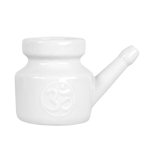 Olla Neti de CeráMica de 350 Ml para Limpieza de Nariz, Duradera, una Prueba de Fugas, para Enjuague Nasal, Lavado de Nariz, Hombres y Mujeres, Color Blanco