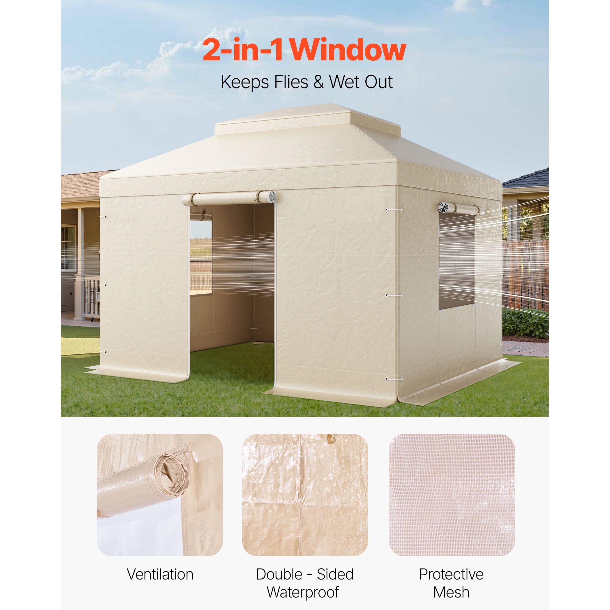 KFFKFF Durable High-Density Winter Gazebo Cover, PE Tarpaulin, 10 x 12 ft