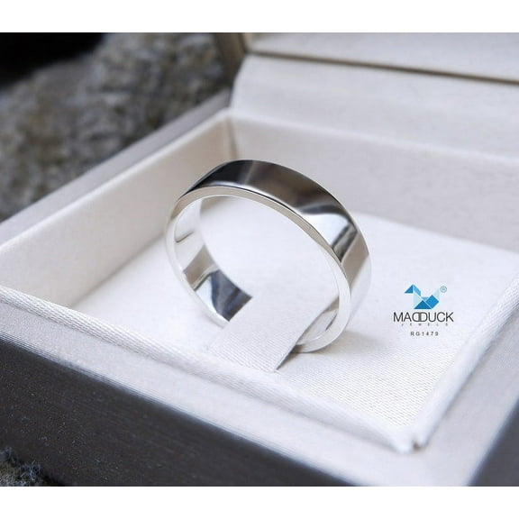 Sterling Silver 925 Ring / 6.0 mm. Comfort fit / Wedding band / Rhodium plated Nickel-Free / MadDuckJewels RG1479 / Thailand Jewelry